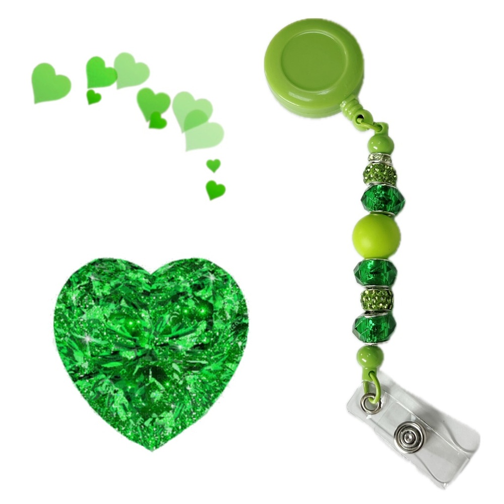 Green Beaded Badge Reel
